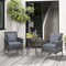 Costway 3 PCS Patio Furniture Set with Cushioned Patio Chairs & Tempered Glass Coffee Table Grey/Navy/White/Black
